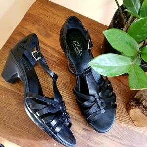 Clarks strappy low heels